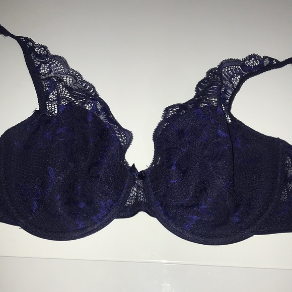 Chantelle navy lace bra 32DD - Picture 1 of 4